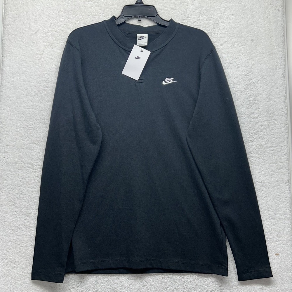 Nike Mens Size S Black Long Sleeve Club Henley Athletic Shirt (T3)